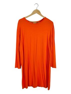Piko 1988 Bamboo Bright Orange Long Sleeve Tunic Dress Size XL